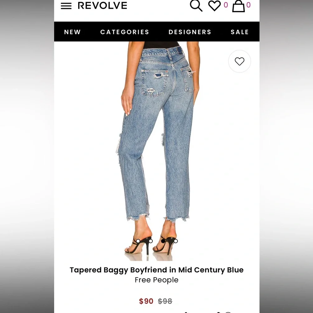 free People tapered Baggy Boyfriend in Mid Century Blue - Picture 7 of 9